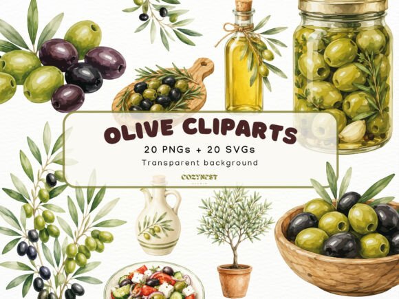 Download Olive Watercolor Cliparts, Mediterranean - Mediterranean Collection