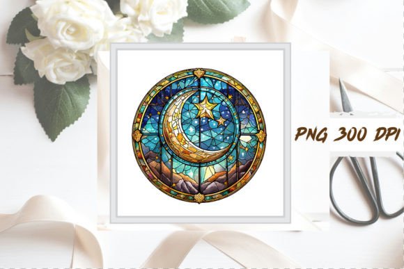Download Watercolor Stained Glass Moon Clipart - Premium Resources