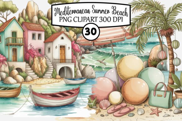 Download Mediterranean Summer Beach Clipart - Mediterranean Collection