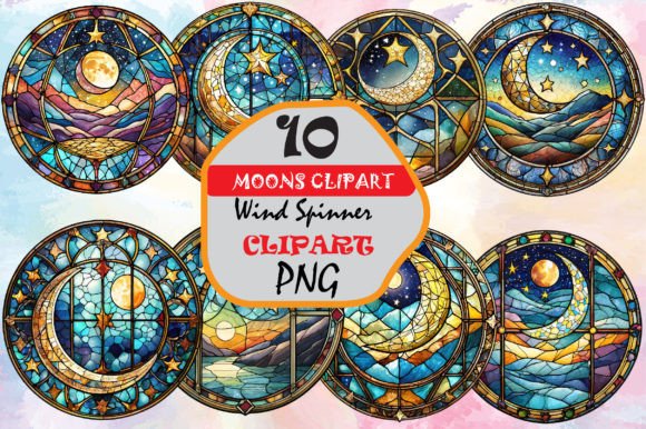 Download Watercolor Stained Glass Moon Clipart - Premium Resources