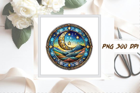 Download Watercolor Stained Glass Moon Clipart - Premium Resources