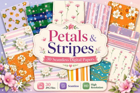 Download Petals &amp; Stripes Paper Paper - Petals Collection