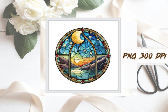 Download Watercolor Stained Glass Moon Clipart - Premium Resources