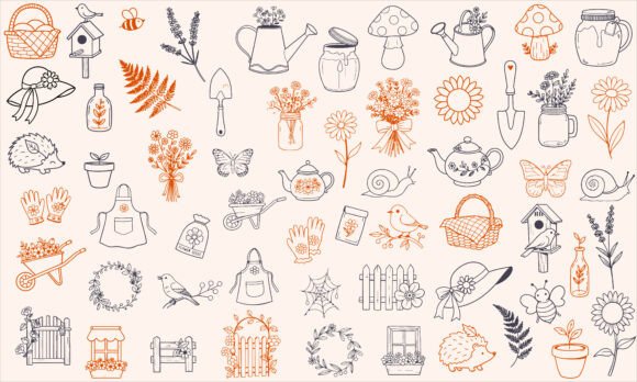 Download Cottagecore Garden Doodle Clipart Bundle - Premium Bundle