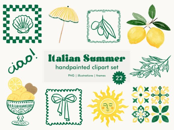 Download Italian Summer Mediterranean Clipart Set - Mediterranean Collection