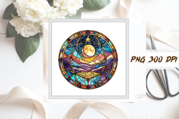 Download Watercolor Stained Glass Moon Clipart - Premium Resources