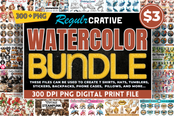 Download Watercolor PNG Mega Bundle - Premium Bundle
