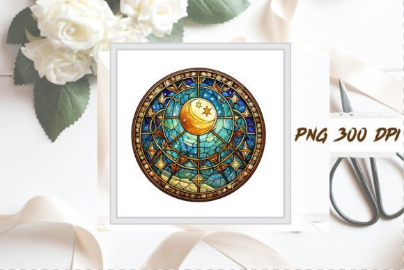 Download Watercolor Stained Glass Moon Clipart - Premium Resources