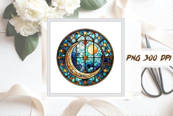 Download Watercolor Stained Glass Moon Clipart - Premium Resources